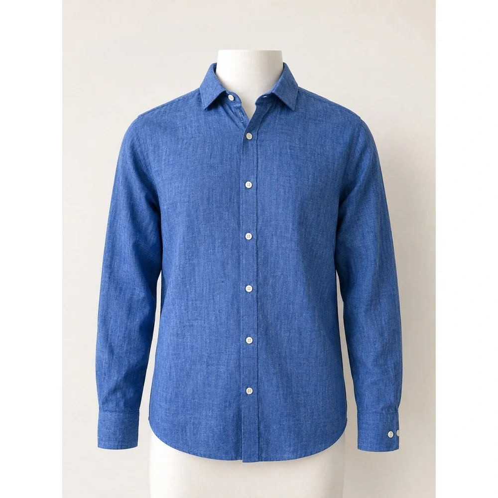 Charles Tyrwhitt Mens Pure Linen Slim Fit Shirt Cornflower Blue XXL $139 - Picture 1 of 16